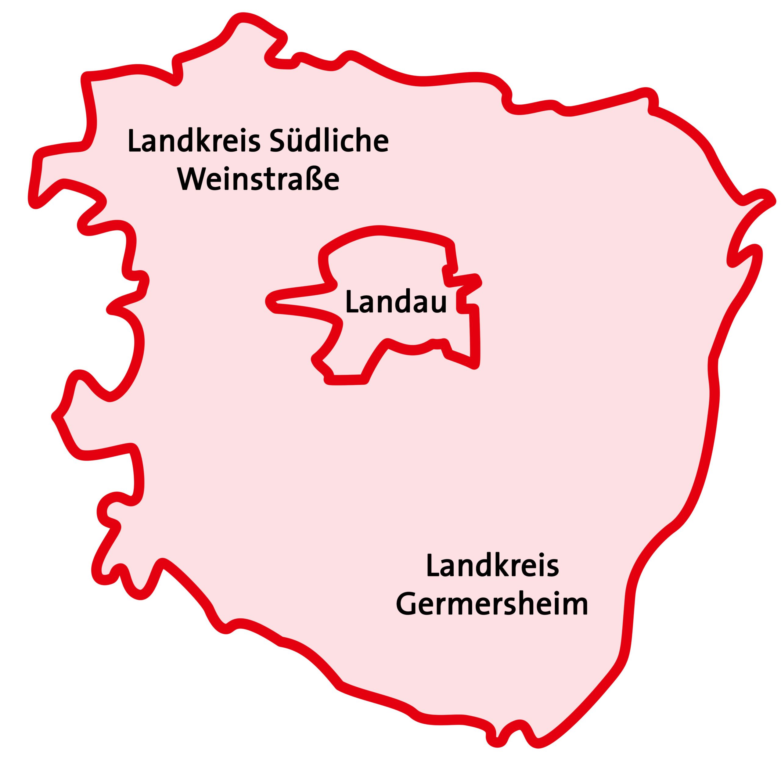Karte des Landkreises schematisch, grafisch dargestellt.